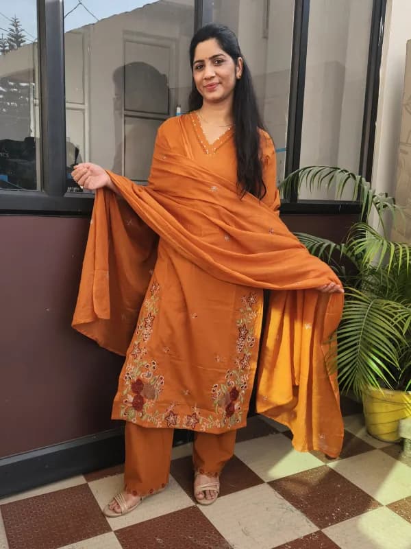 Sunrise Charm Cotton Straight Kurti Set with Dupatta