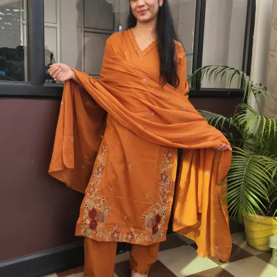 Sunrise Charm Cotton Straight Kurti Set with Dupatta