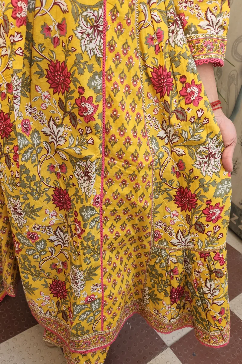 Elegant Multicolor Cotton Anarkali Kurti Set with Dupatta - image 4