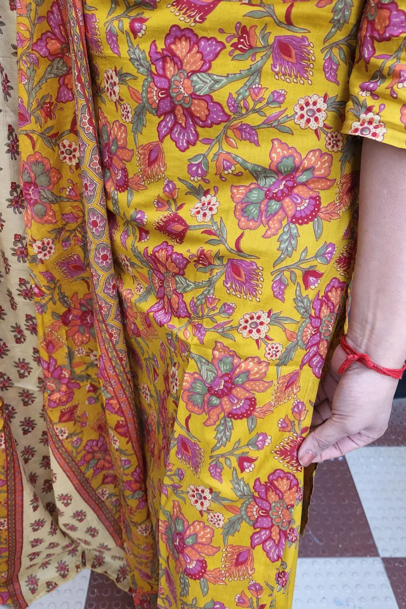 Elegant Mustard Yellow A-Line Kurti Set in Pure Cotton - image 4