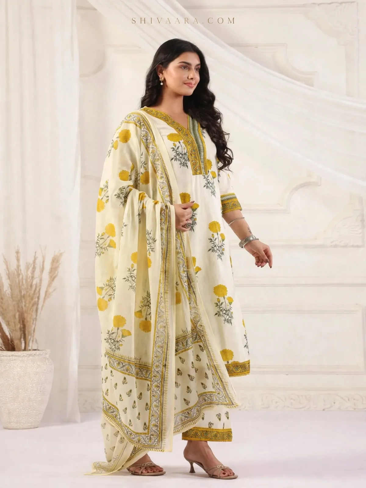 Sunshine Marigold Cotton Kurta Set with Embroidered Yoke - image 4