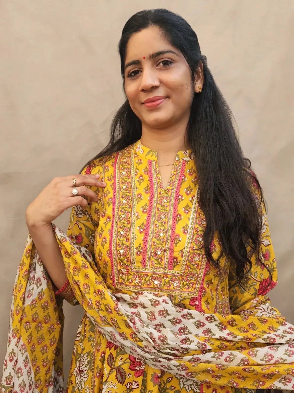 Elegant Multicolor Cotton Anarkali Kurti Set with Dupatta - image 3