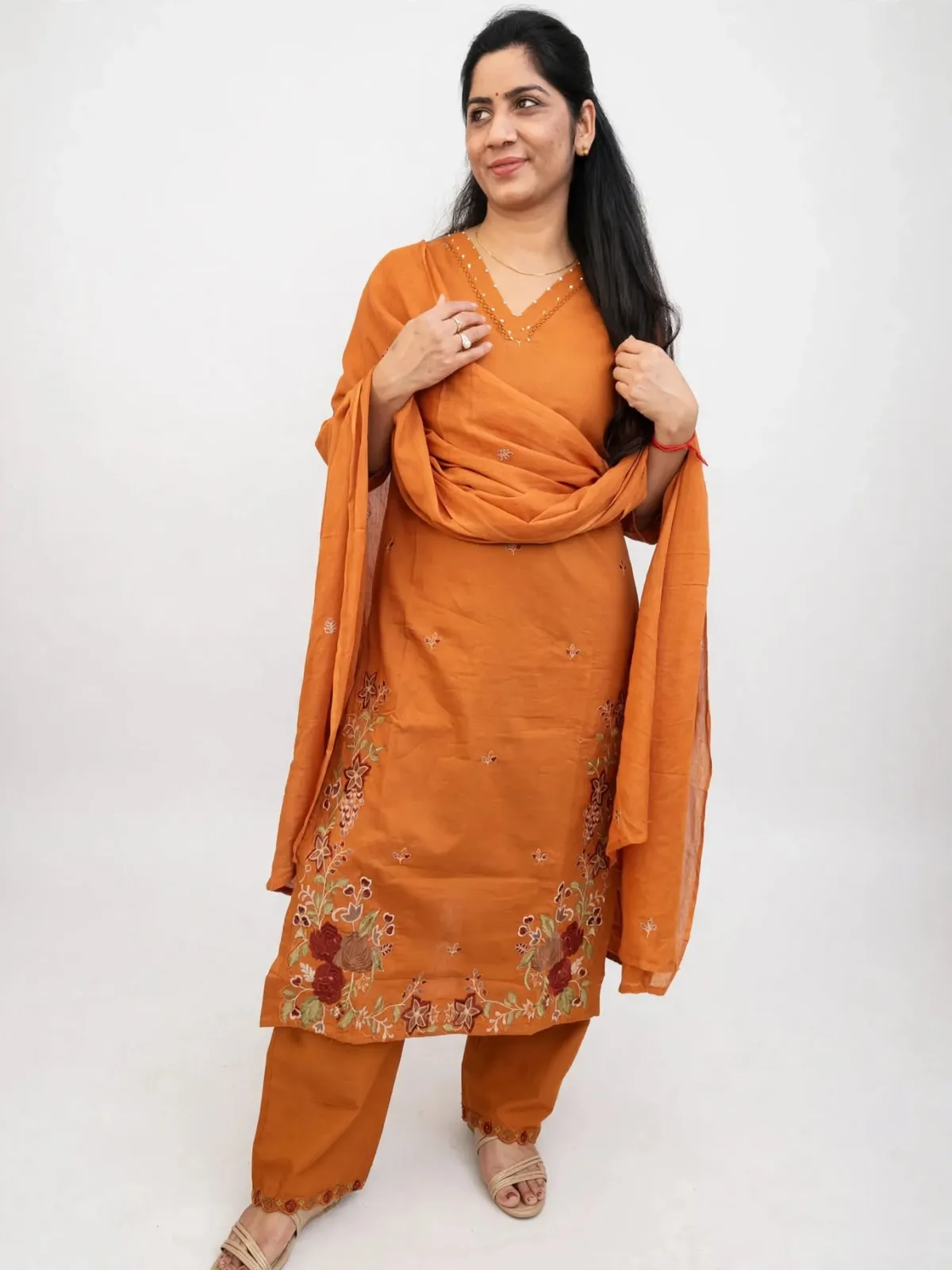 Sunrise Charm Cotton Straight Kurti Set with Dupatta - image 2