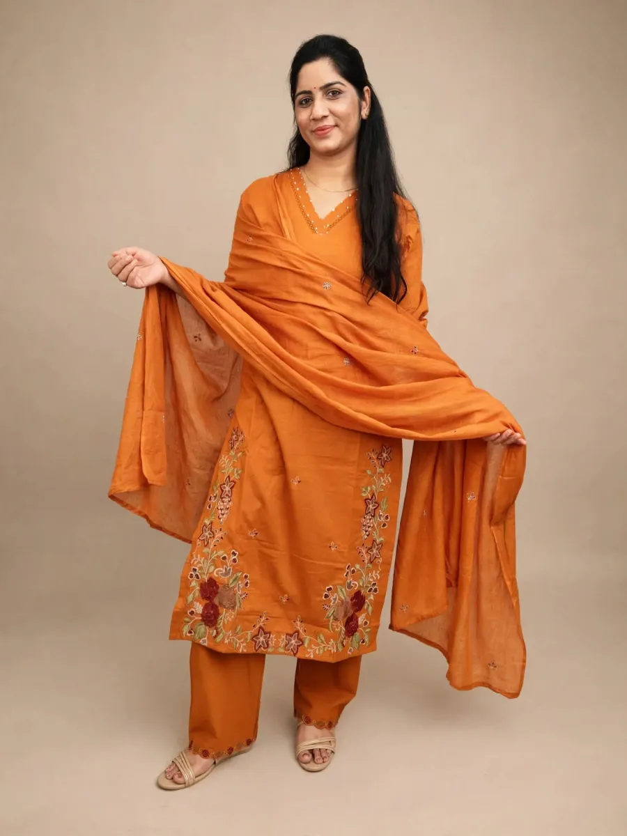 Sunrise Charm Cotton Straight Kurti Set with Dupatta