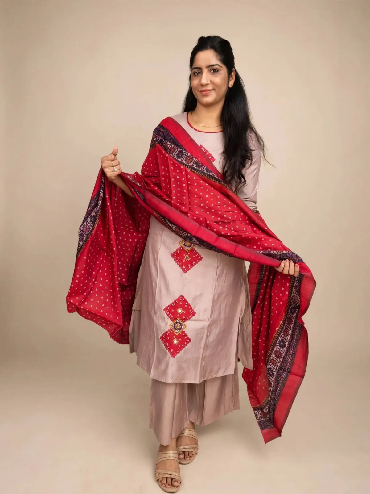 Elegant Light Pink Silk Kurti Set with Applique Work - image 2